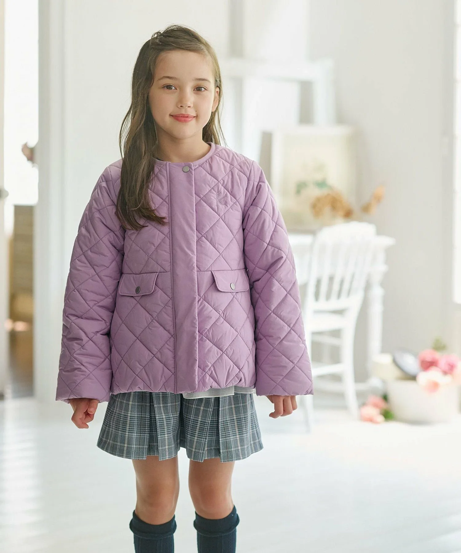 Куртка [110-140 см] Стеганая верхняя одежда со шарфом Kids Suite, Lavender [082] — фото 3