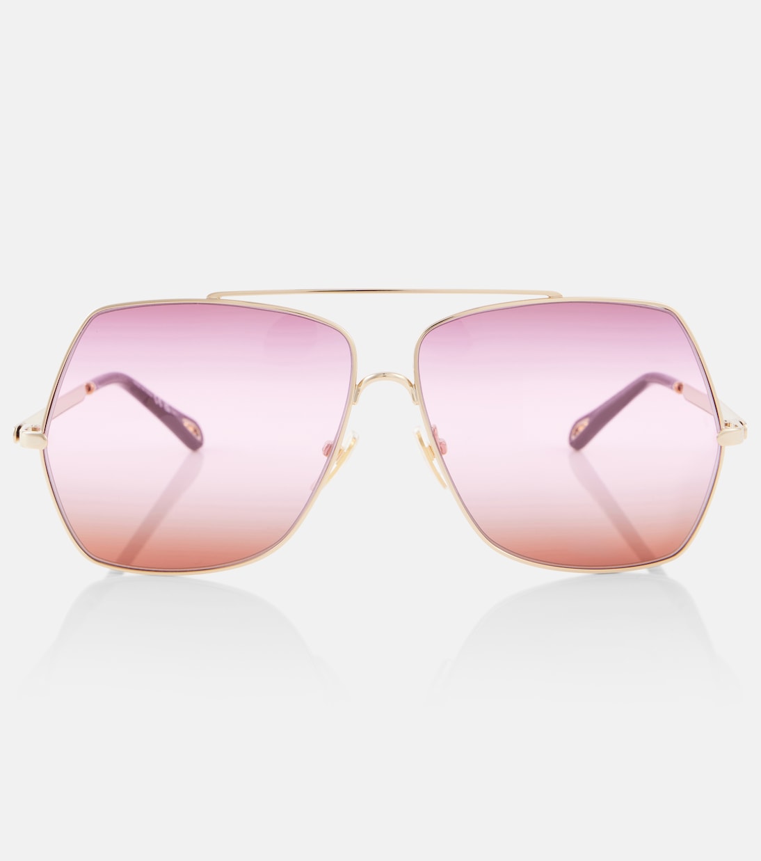 

Квадратные солнцезащитные очки Aly Chloé, Gold-Gold-Red