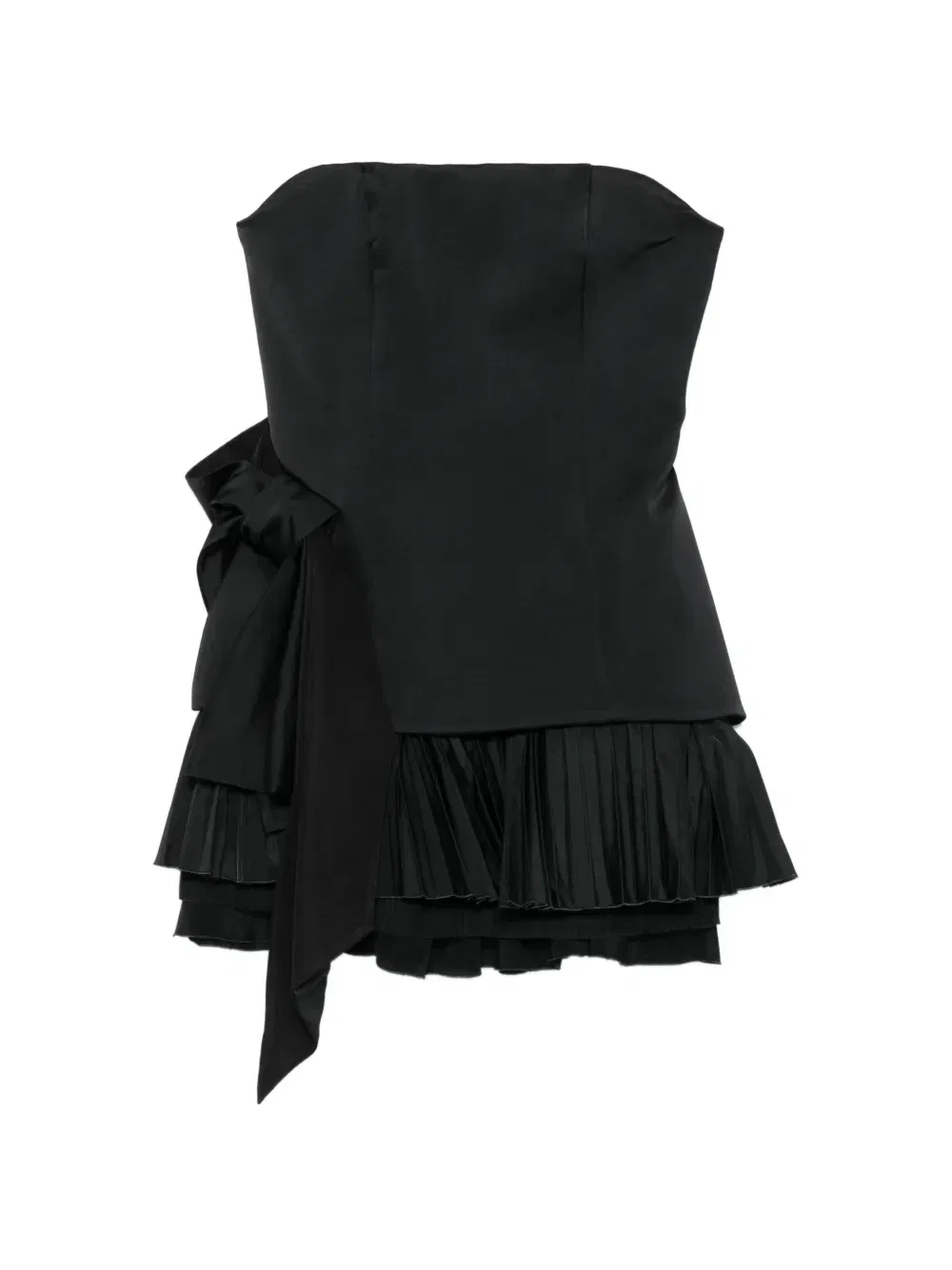 Плиссированное платье с бантом Alexander McQueen, черный