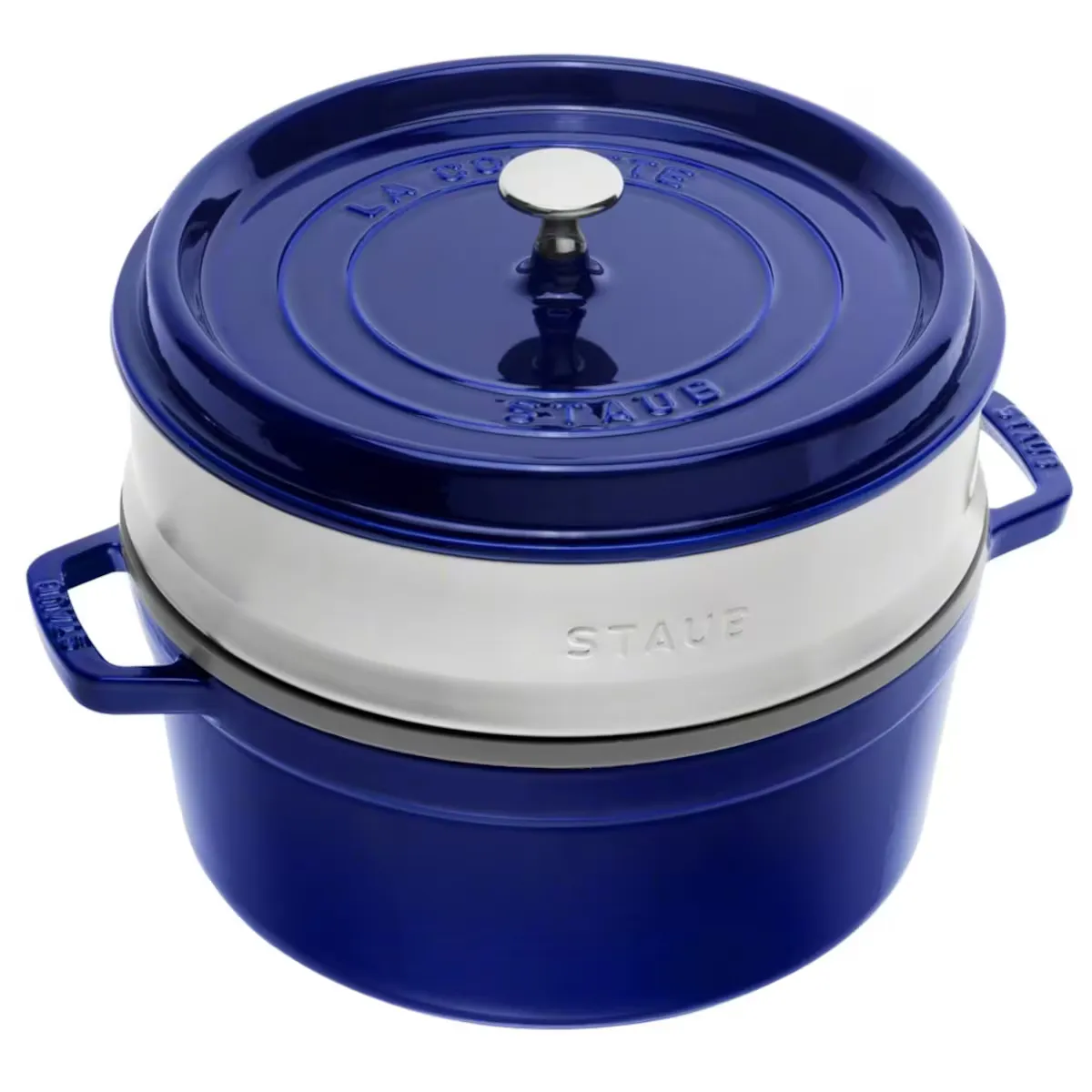 

Кокотница Staub круглая чугунная с пароваркой, темно-синий