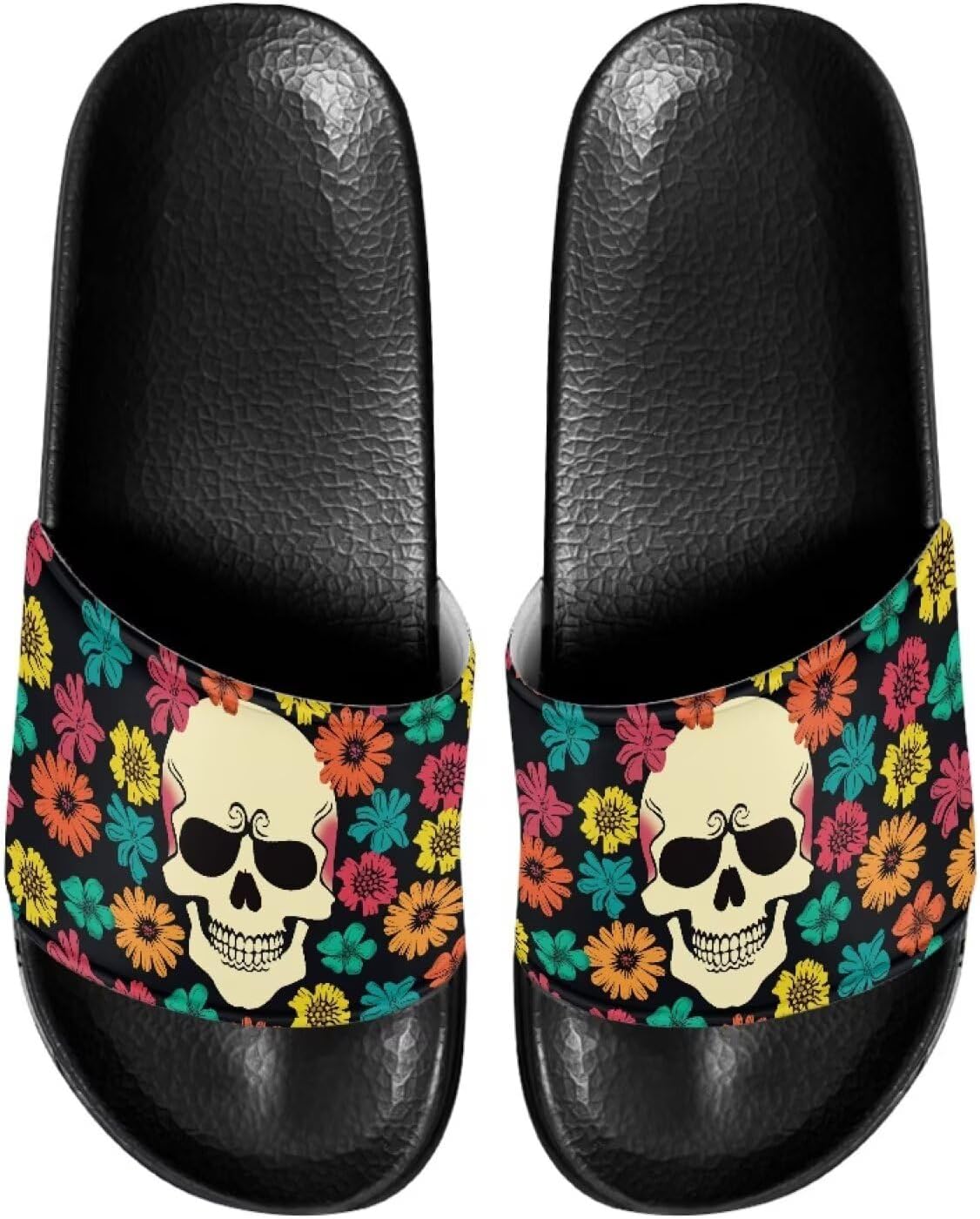 

Милые шлепанцы для женщин, удобные, быстро сохнущие, на плоской подошве, для пляжа и душа Judentidos, Skull Floral