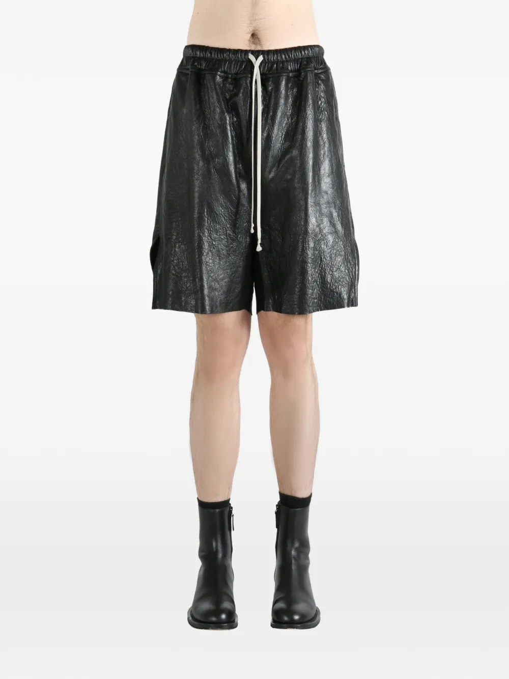 Шорты с разрезами по бокам и кулиской Rick Owens, черный — фото 2