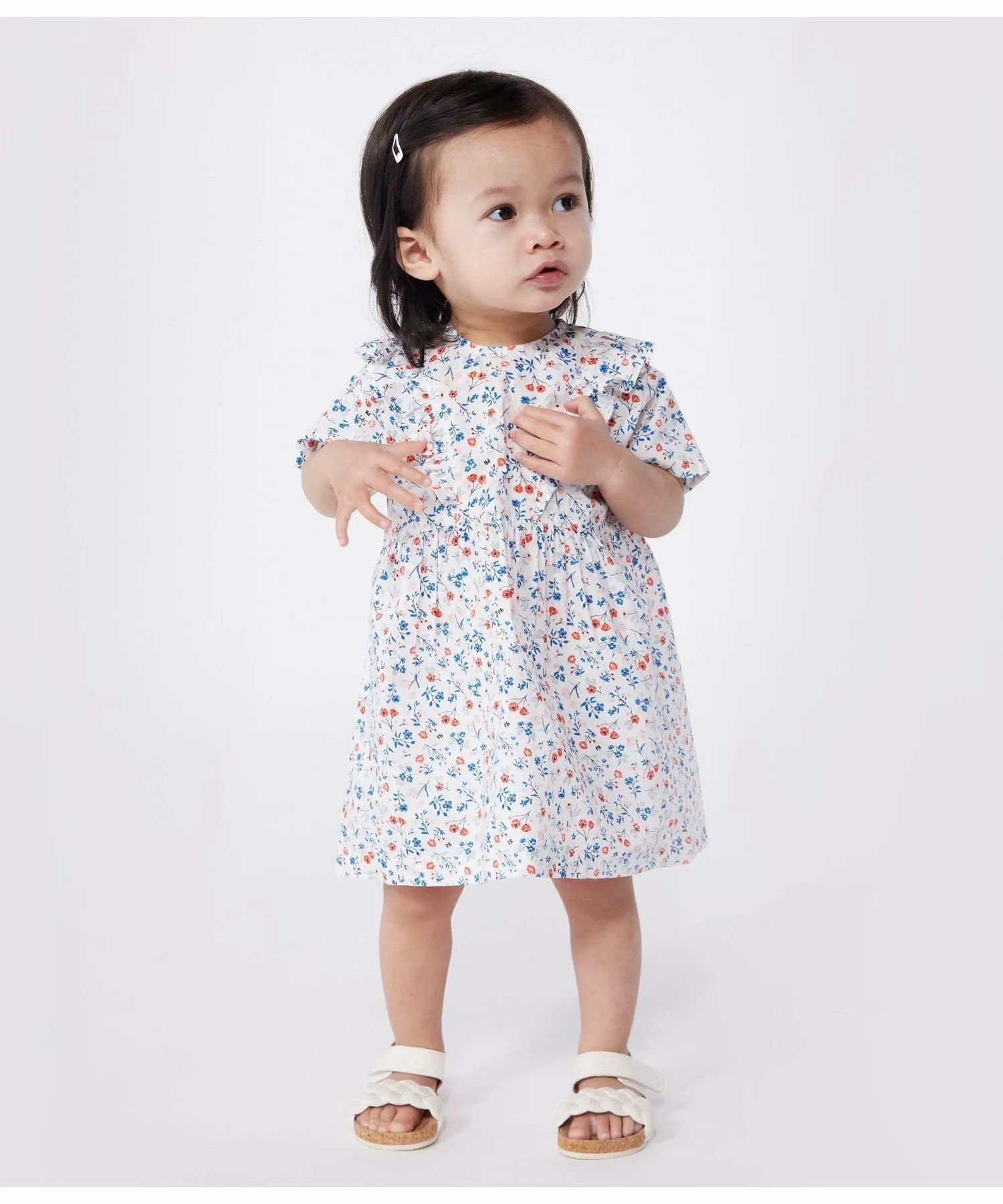 Платье с короткими рукавами PETIT BATEAU, Off-white/multicolor