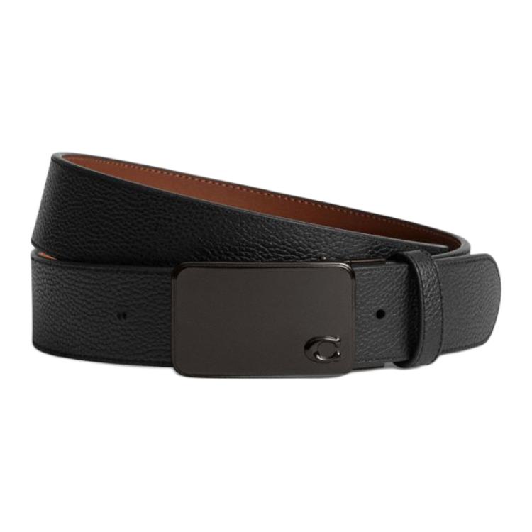 

COACH Кожаный ремень мужской черный коричневый 3.8 см, Black/Brown