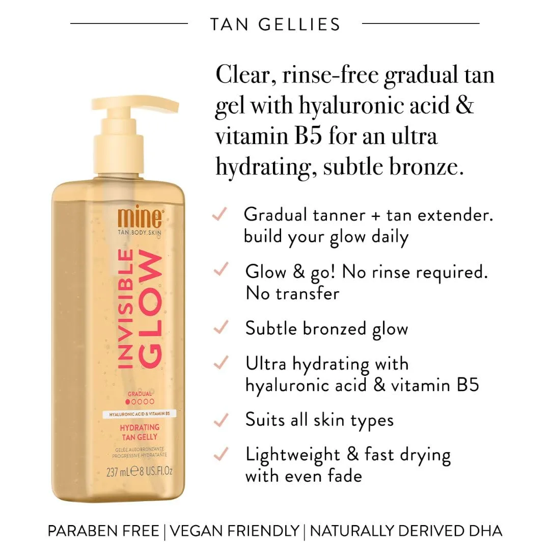 MineTan Clear Self Tanning Gel | Постепенный невидимый гель для автозагара - без следов на одежде, увлажняющий, с гиалуроновой кислотой, для лица и тела, 236 мл 237 мл (1 шт.) Minetan Body.Skin, Light/Medium — фото 3