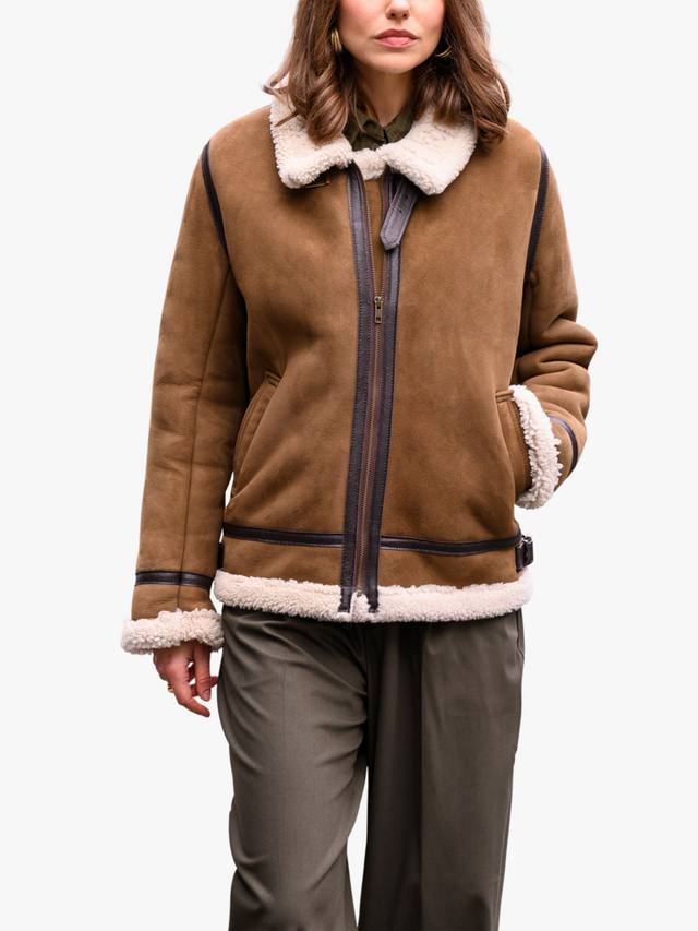 

Куртка-авиатор из овчины Celtic & Co., цвет Brown/Cream