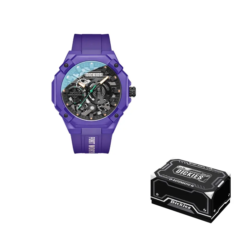 

Dickies Часы Wrist Watch Quartz Movement Silicone Strap White Dial Men's Watch, 240U60LYXCL-575P2-14SY Black Dial Purple Watch Band