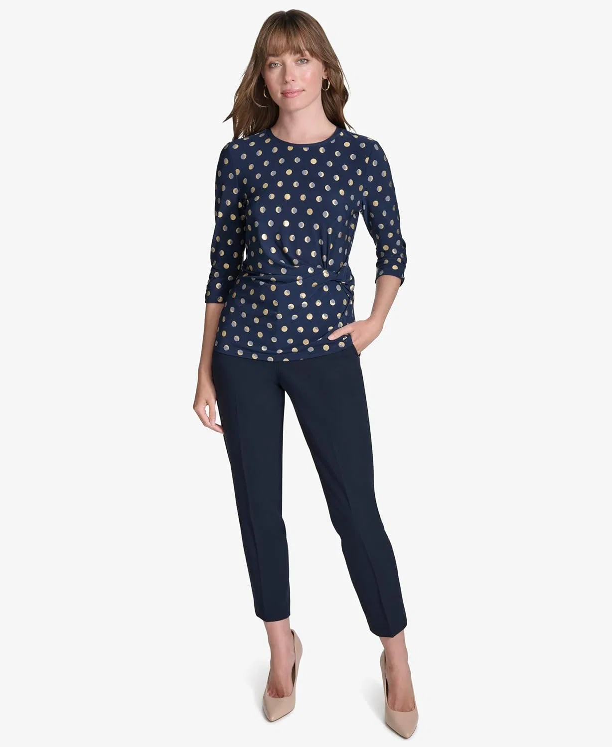 Блуза с узором в горошек Knit Twist Top Tommy Hilfiger, midnight multi — фото 2
