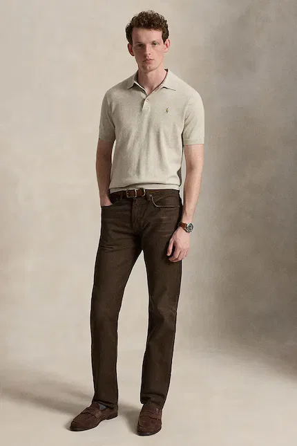 Свитер с коротким рукавом классический Polo Ralph Lauren, бежевый — фото 3