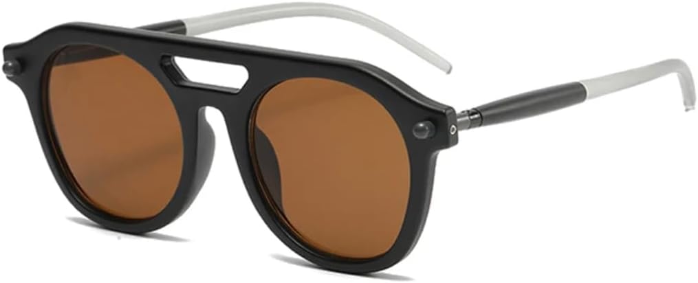 

Солнцезащитные очки для мужчин и женщин - защита UV400 - двойная перемычка, заклепки, градиентные линзы, для занятий спортом на открытом воздухе и вождения DSVIGF, Matte Black Tea