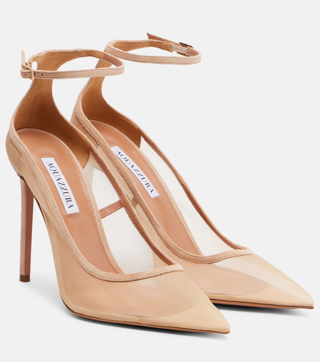Туфли-лодочки Love Affair 105 с сетчатым верхом и замшевой отделкой Aquazzura, Powder Pink
