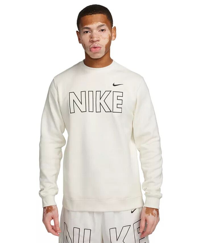 

Мужская спортивная одежда Club Флисовая толстовка с вышитым логотипом Nike, белый