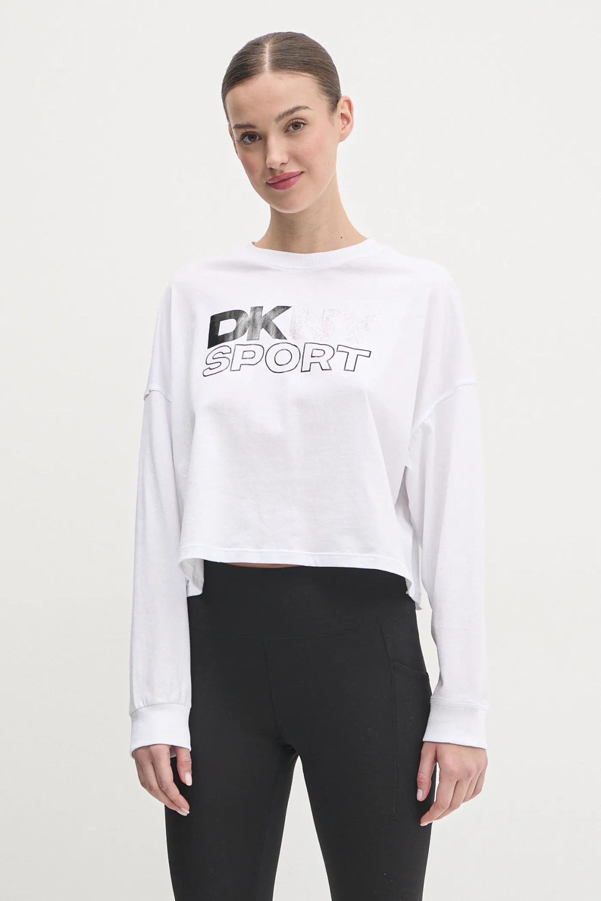 

Хлопковый топ Dkny с длинными рукавами, белый