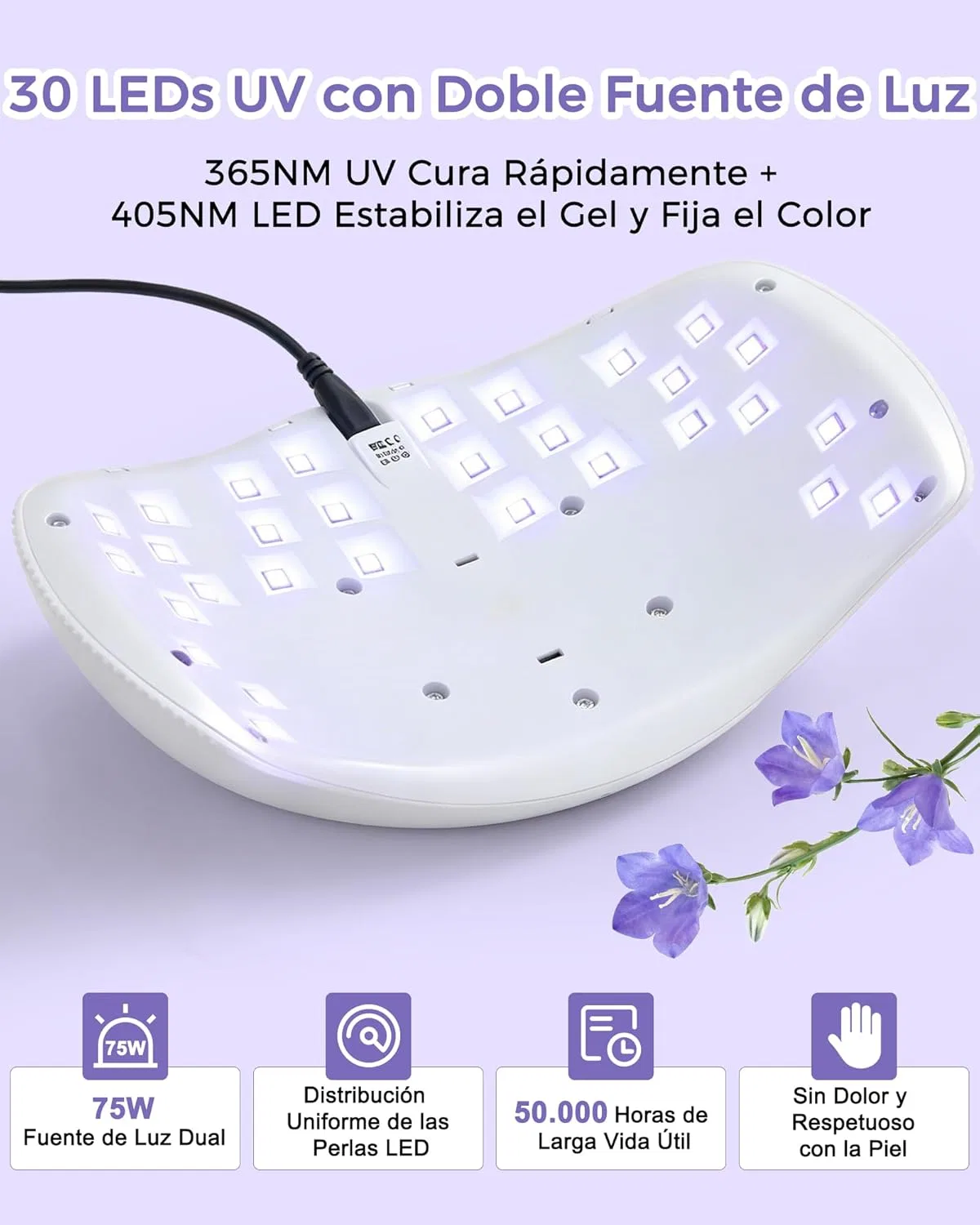 УФ LED лампа для гель-лака NAILGIRLS 75 Вт с таймером и автосенсором Nailgirls — фото 2