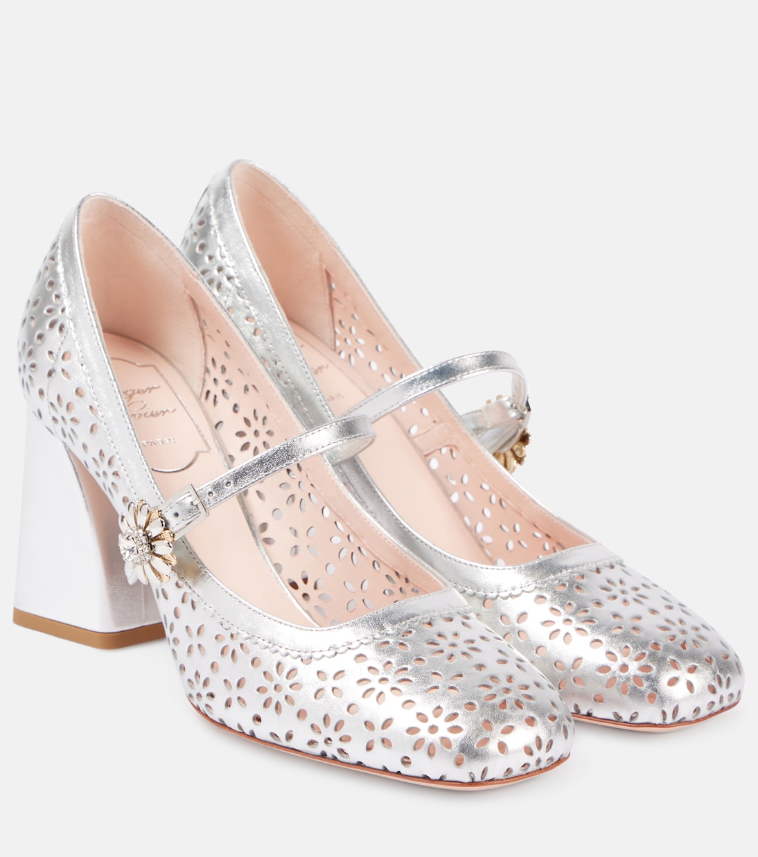 Туфли Мэри Джейн из металлизированной кожи Très Vivier Roger Vivier, Argento