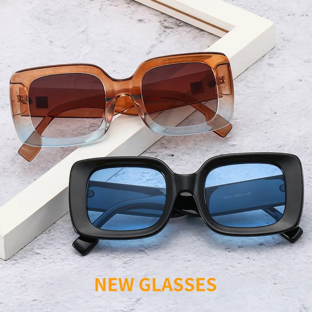 

Модные квадратные солнцезащитные очки для женщин, защита от УФ-излучения UV400, ретро-стиль, заклепки, стильные мужские солнцезащитные очки UATXTAU, Pink Grey