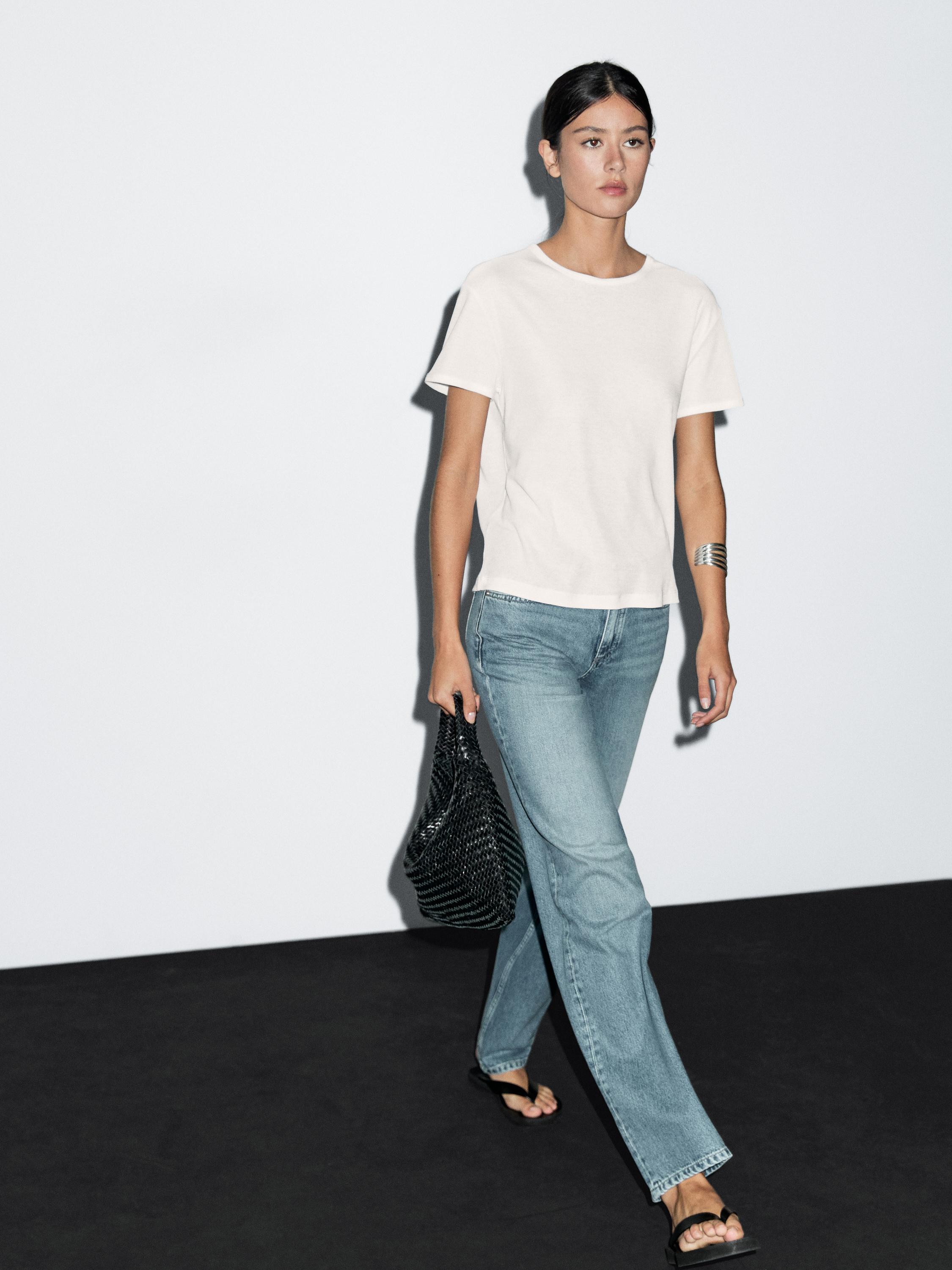 

Футболка с коротким рукавом из 100% хлопка Massimo Dutti, белый