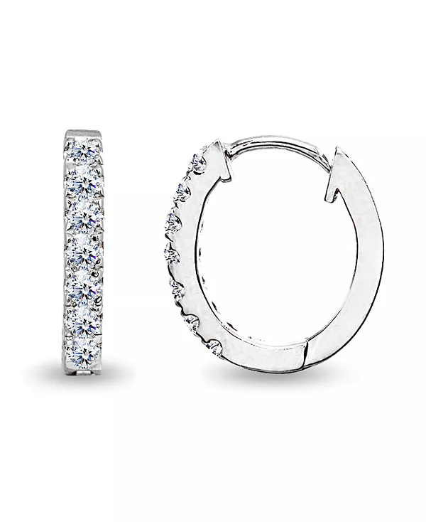 

Овальные серьги-кольца Huggie Hoop с кубическим цирконием из стерлингового серебра Giani Bernini, silver