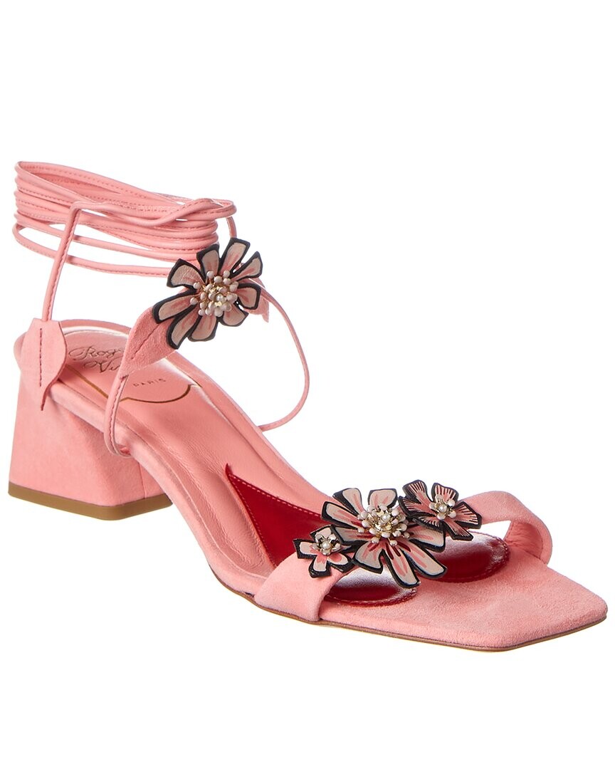 Roger Vivier Замшевые сандалии Vivier Blossom, розовый — фото 3