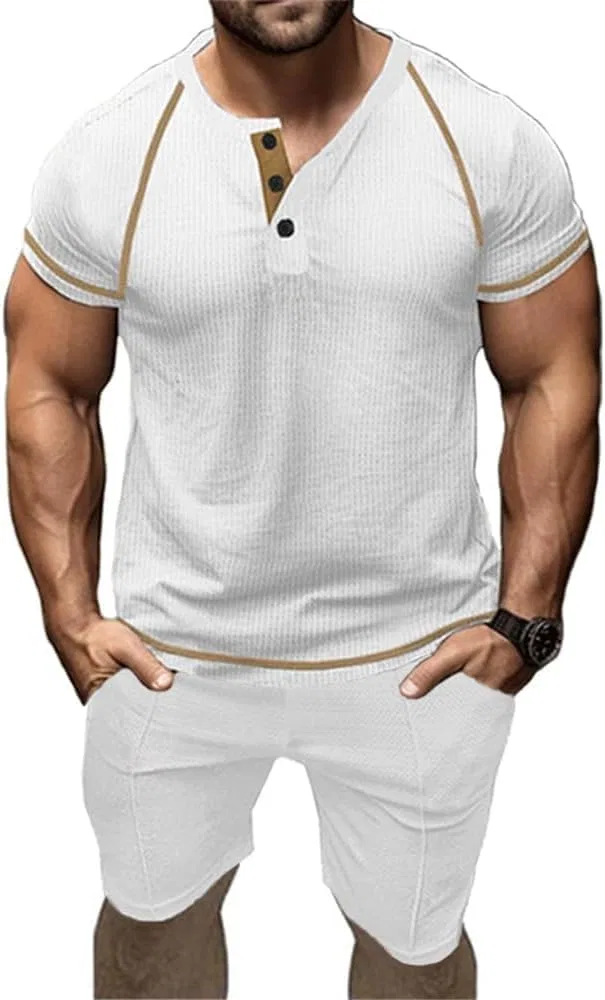 Мужской спортивный костюм, футболка и брюки, C-White