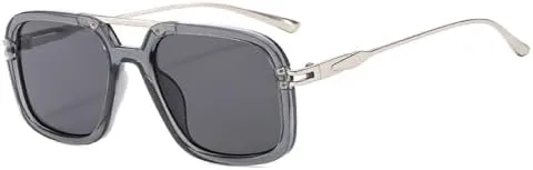 

Мужские солнцезащитные очки в стиле ретро с двойной перемычкой, квадратной формы, защита от УФ-излучения UV400, модные солнцезащитные очки для женщин MTZJH, Gray Gray