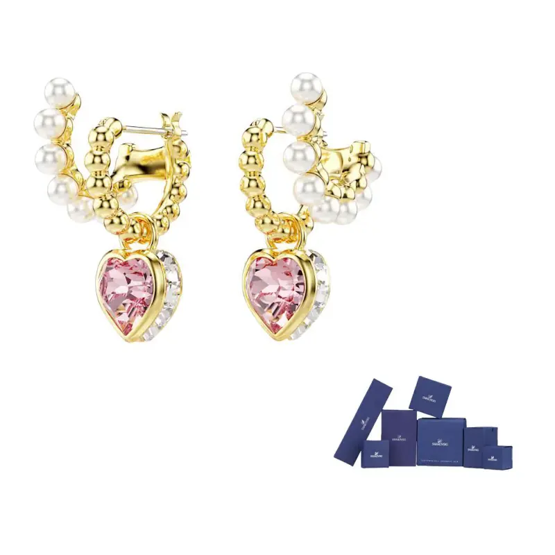 

Женские золотые серьги с искусственными кристаллами Swarovski