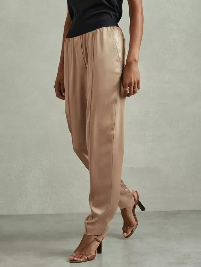

Брюки Reiss Elea Satin, цвет champagne