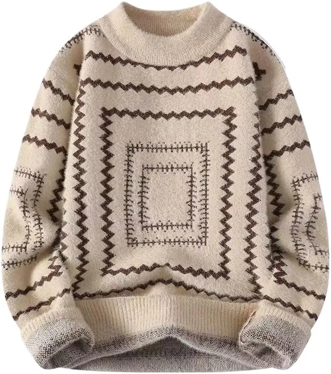 

Мужской винтажный пуловер с длинными рукавами в полоску Uohuangjia