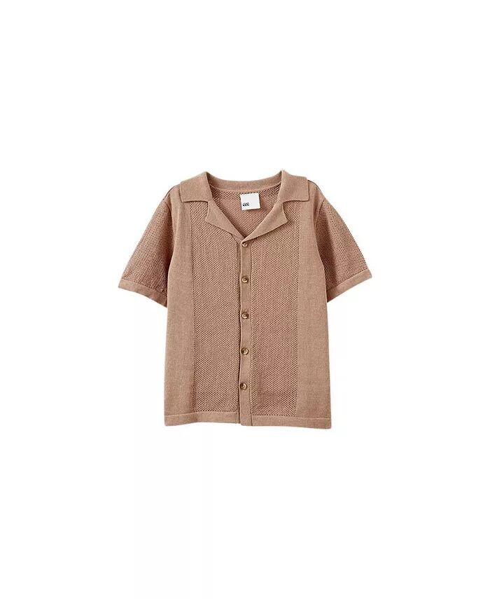 

Вязаная рубашка с коротким рукавом для малышей COTTON ON, коричневый