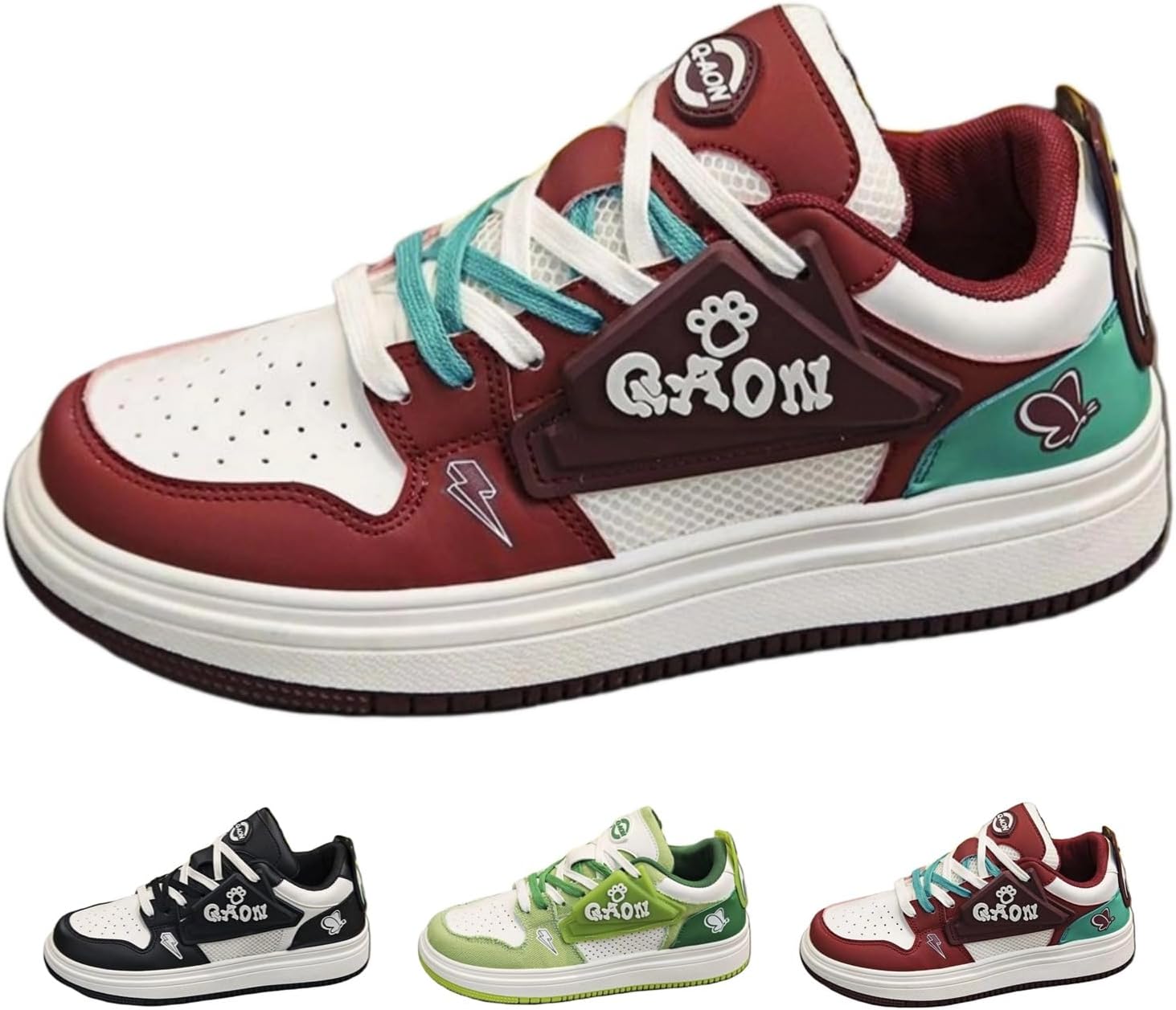 

Милые кроссовки Y2K с ярким узором для женщин и мужчин, низкие повседневные модные кроссовки, дышащие, легкие, для ходьбы и катания на скейте Macefil, белый/красный