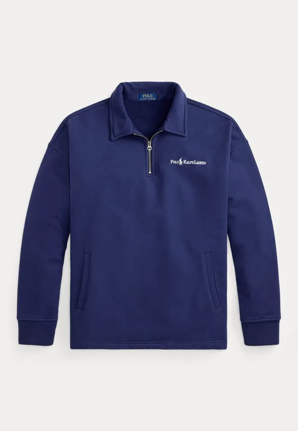 Вязаная полутолстовка на молнии, флисовый джемпер Polo Ralph Lauren, Dark Blue — фото 4