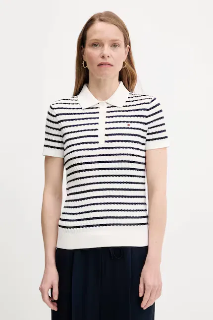 Полочный джемпер хлопковый Tommy Hilfiger, белый
