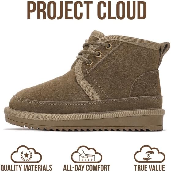 Детские ботинки Project Cloud из 100% натуральной кожи - легкие ботинки на меховой подкладке для девочек и мальчиков с стелькой из пенной памяти - нескользящая зимняя обувь для детей (Nevada), Taupe Suede — фото 3