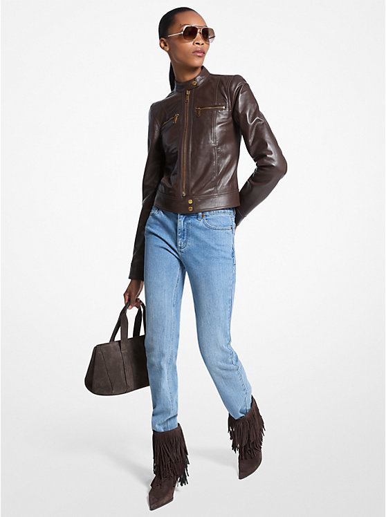 

Кожаная куртка Michael Kors, коричневый