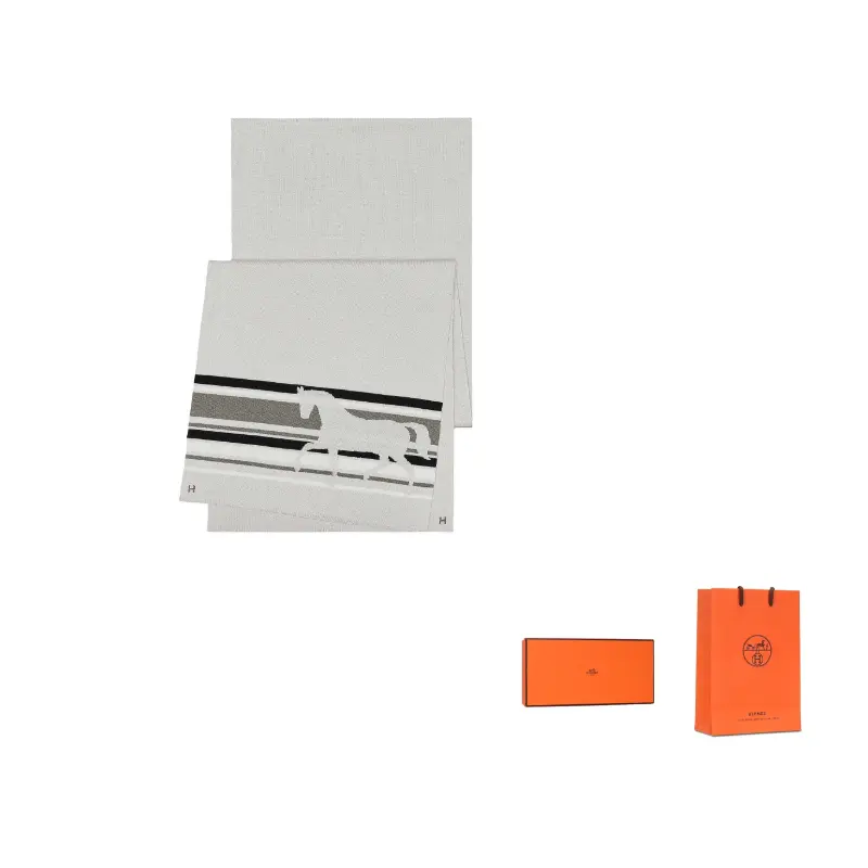 

HERMES Кашемировый шелковый вязаный шарф, Gray