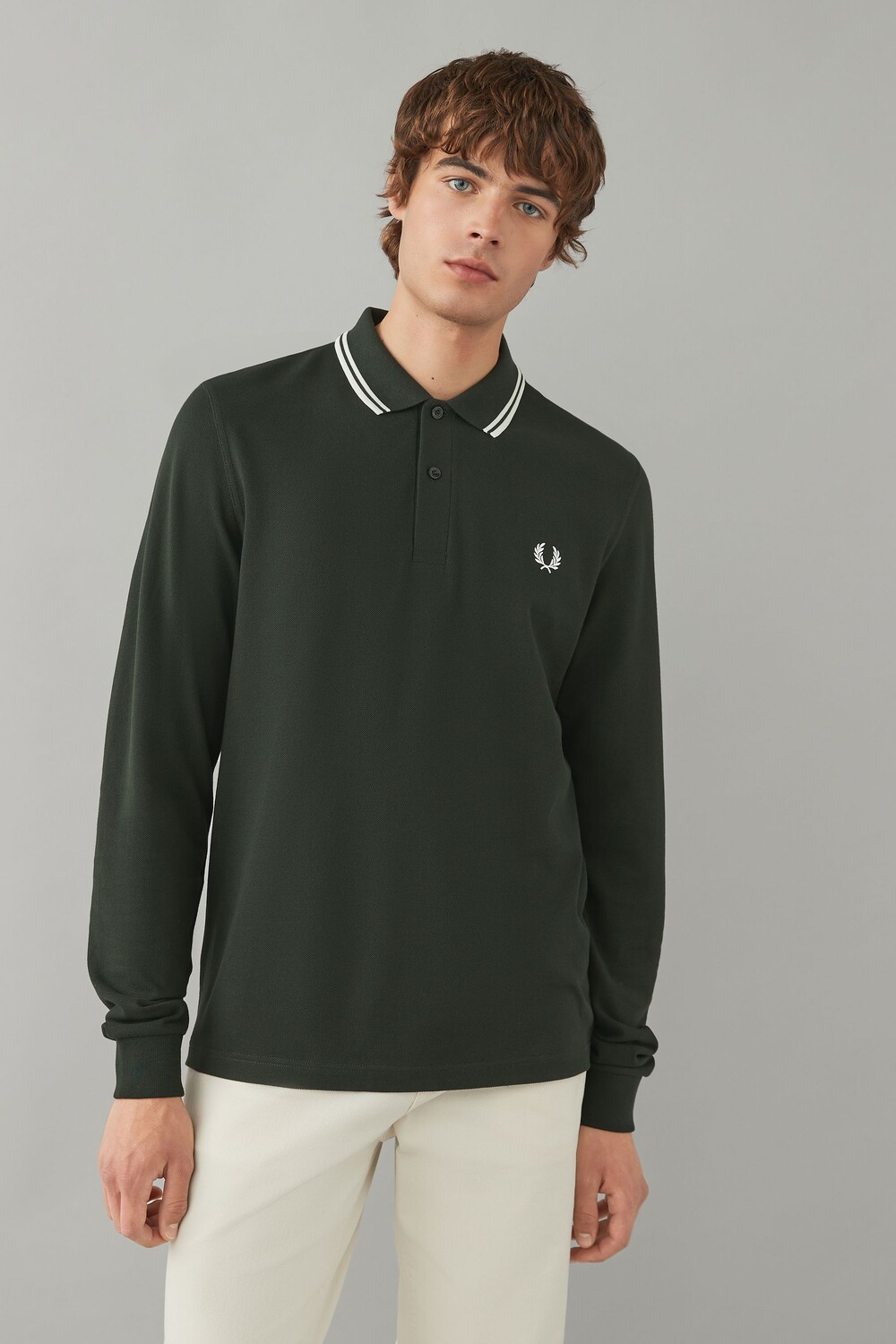 

Мужская рубашка поло с двойным кантом Fred Perry, зеленый