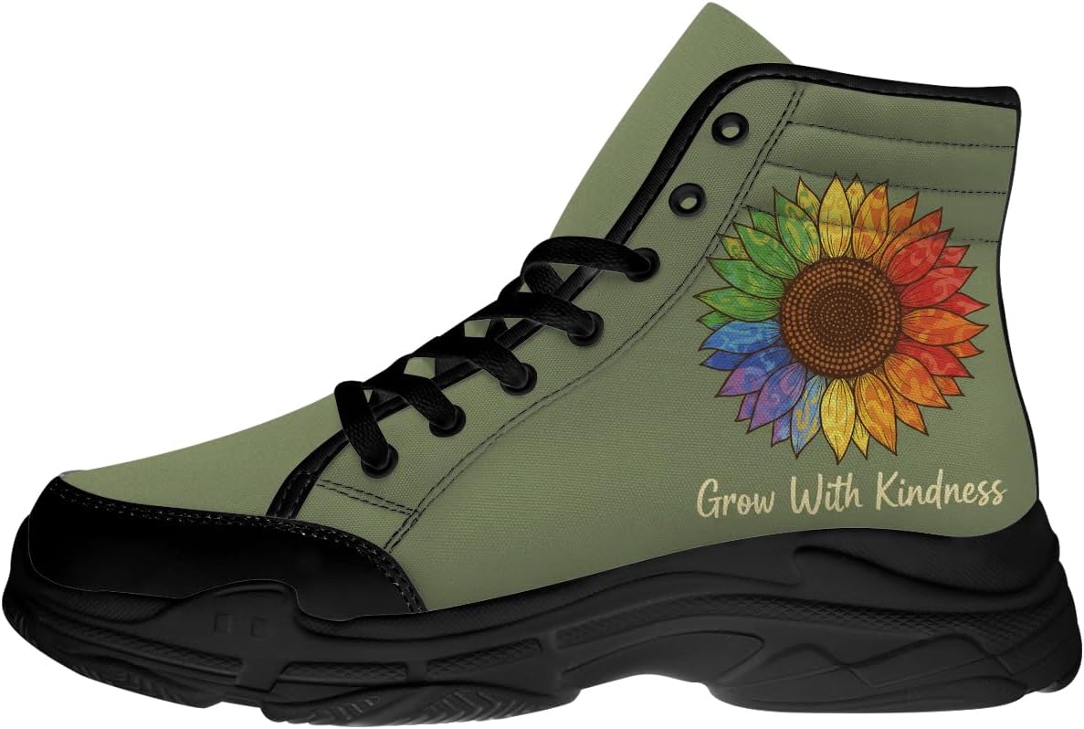 

Кроссовки Quorax для осведомленности об аутизме для женщин и мужчин, высокие, на шнуровке, из ткани, подарки для нее и для него, 3106 Green