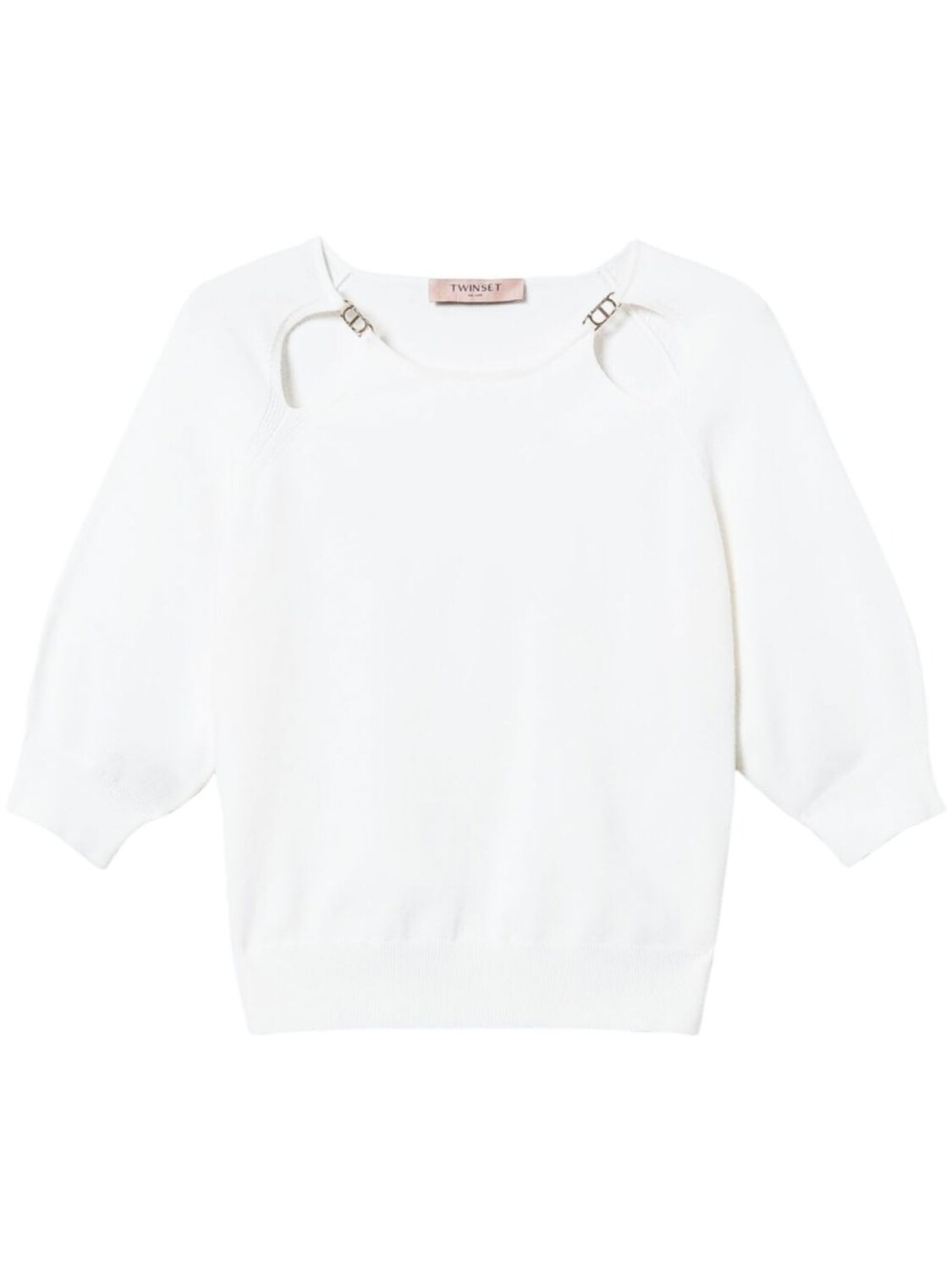 

TWINSET свитер с декором Oval T и вырезами, белый