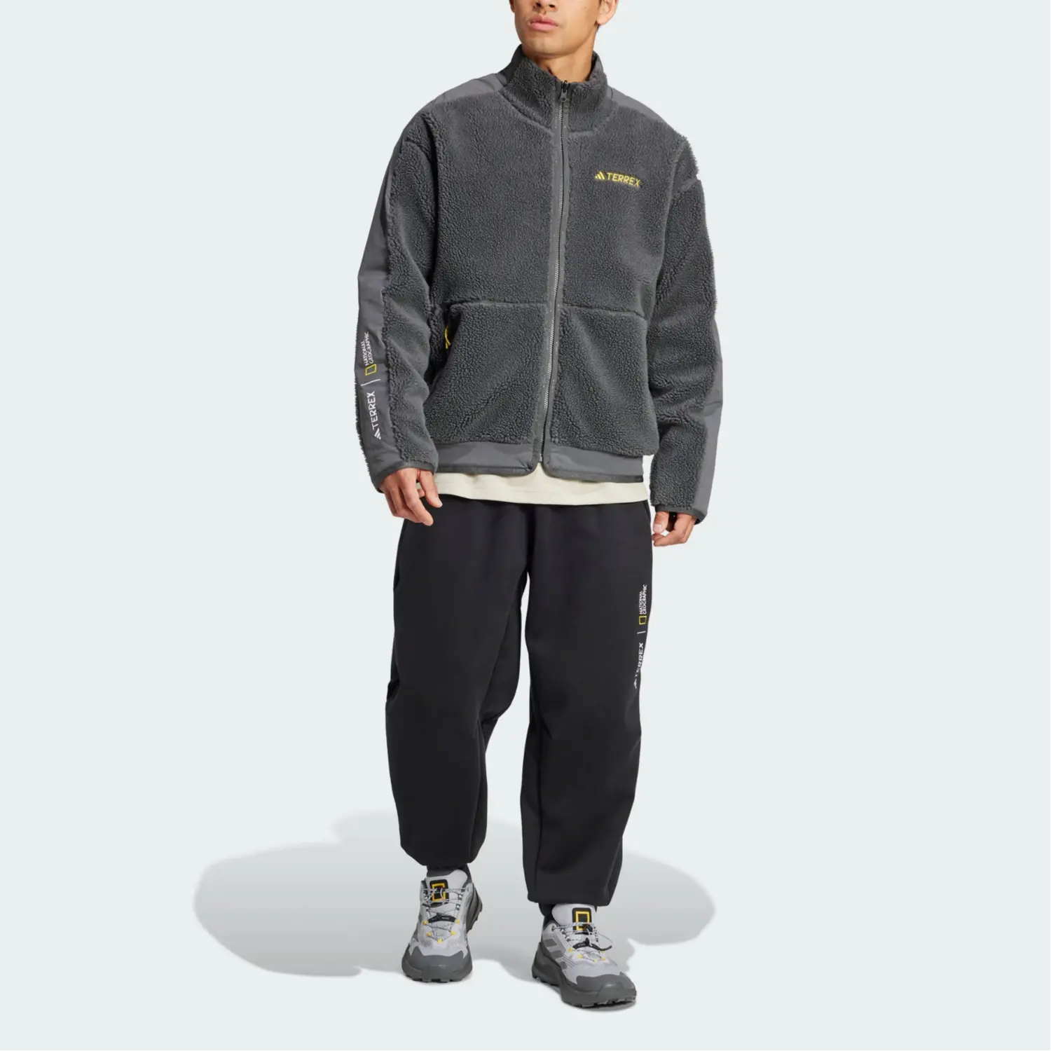 Флисовая куртка унисекс темно-серого цвета Adidas, темно-серый — фото 2