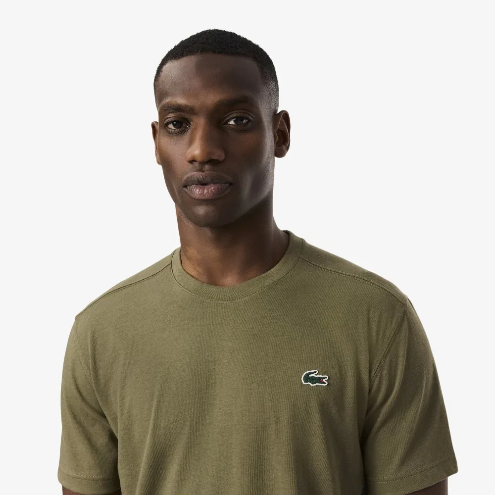 Мужская базовая тренировочная футболка цвета хаки от Lacoste — фото 2