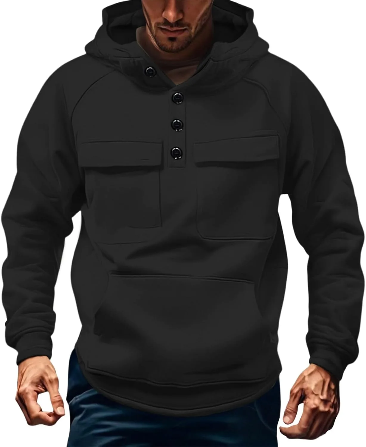 

GOFULY толстовка с четвертью молнией для мужчин, флисовая, с карманами