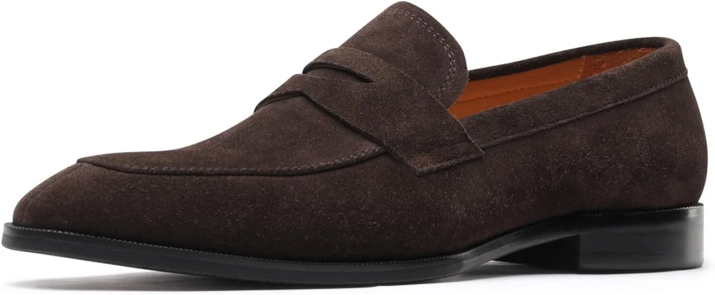 Лоферы, кожаные, повседневные, Penny Loafers, замша темно-коричневый FIAVOM
