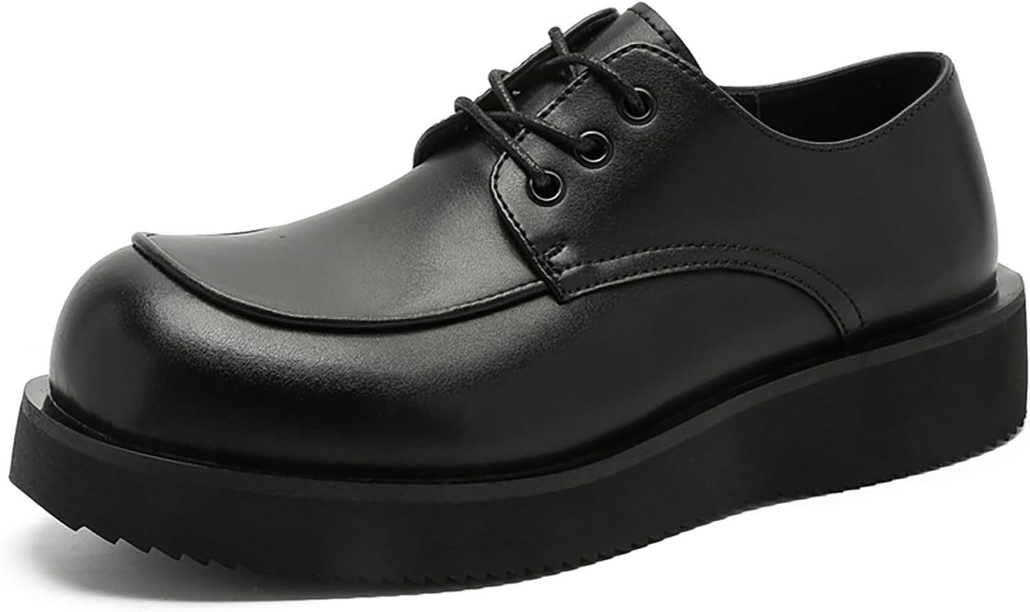 

Мужские оксфорды с квадратным носком на массивной платформе, классическая кожаная обувь с большим носком, удобные, на шнуровке, износостойкие, нескользящие дерби для работы, повседневной носки и формальных мероприятий Twodnawk, черный