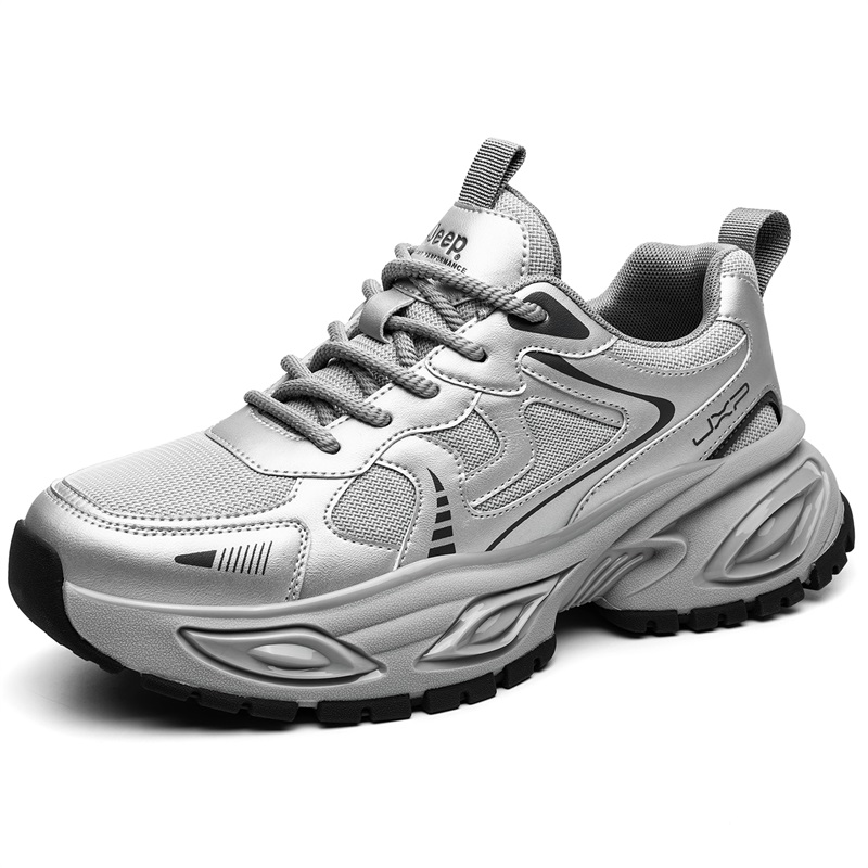 

Jeep Silver Trendy Versatile Casual Slip Resistant, Abrasion Resistant, Breathable низкие массивные кроссовки мужские
