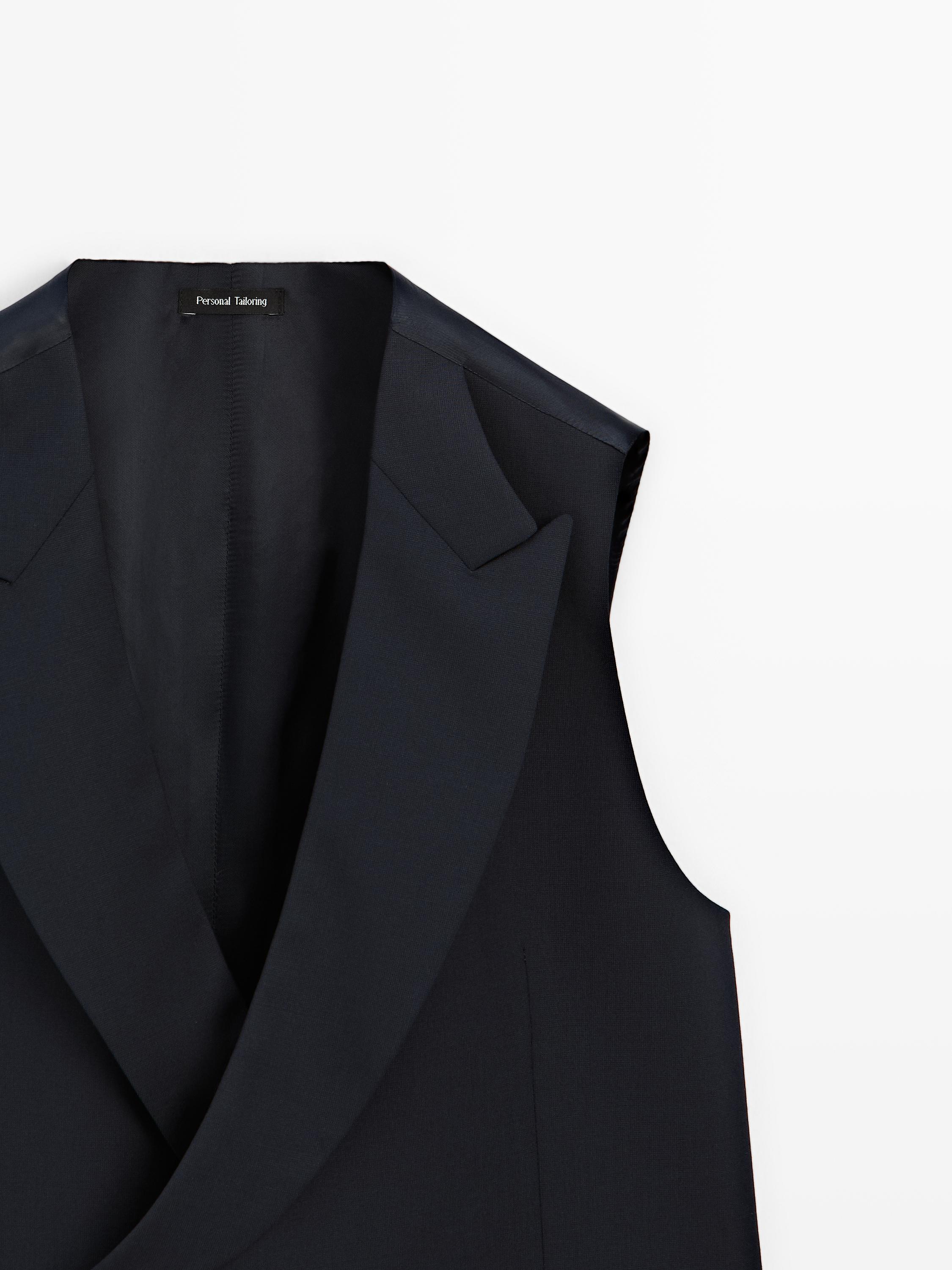 Костюмный жилет из смесовой шерсти Massimo Dutti, navy blue — фото 4