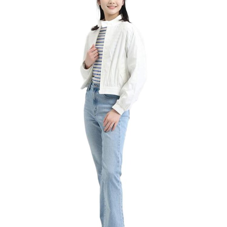 Хлопковая короткая куртка UNIQLO, 01 молочно-белый — фото 2