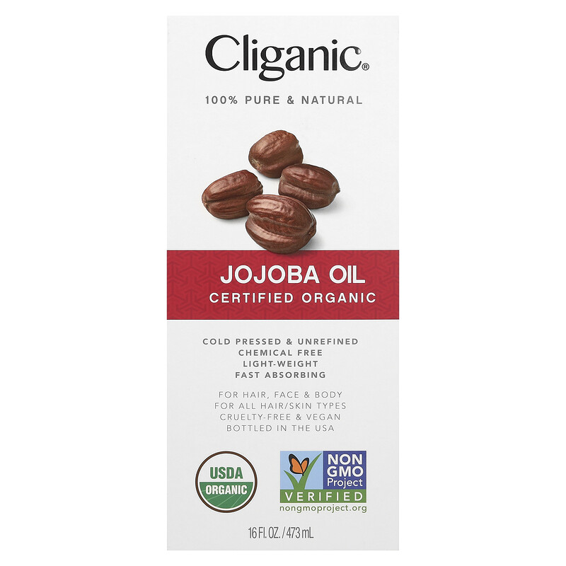 Cliganic, на 100% чистое и натуральное сертифицированное органическое масло жожоба, 473 мл (16 жидк. унций) — фото 2