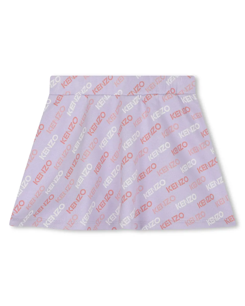 

Юбка из хлопка для девочки с монограммным принтом Kenzo Kids, цвет Lila
