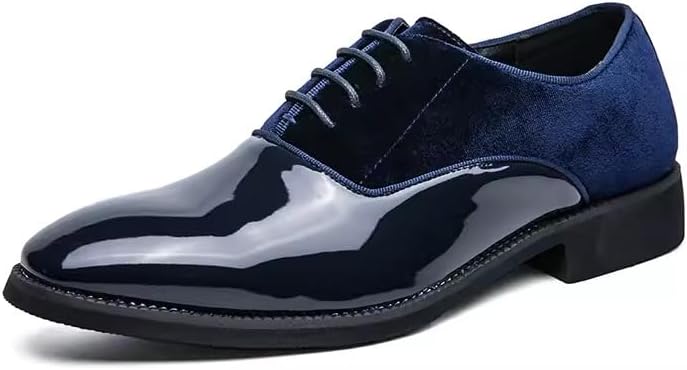 

Мужские лаковые туфли-оксфорды с заостренным носком на шнуровке, официальные, размеры US6-13 Waolsu, синий