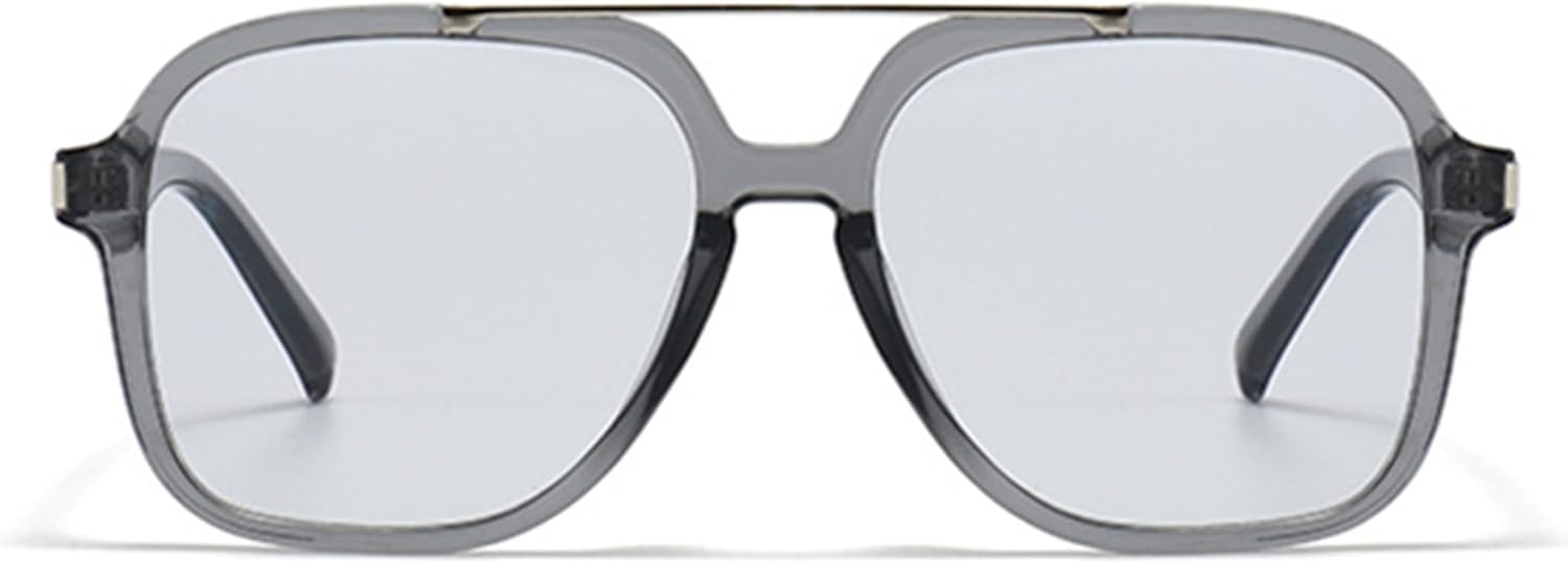 

bullabulling Модные солнцезащитные очки-пилот для женщин и мужчин в стиле ретро 70-х годов с двойной перемычкой, квадратные солнцезащитные очки, легкие солнцезащитные очки, Light Gray